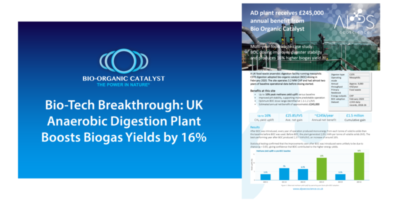 AD plant receives £245,000 annual benefit from Bio Organic Catalyst
